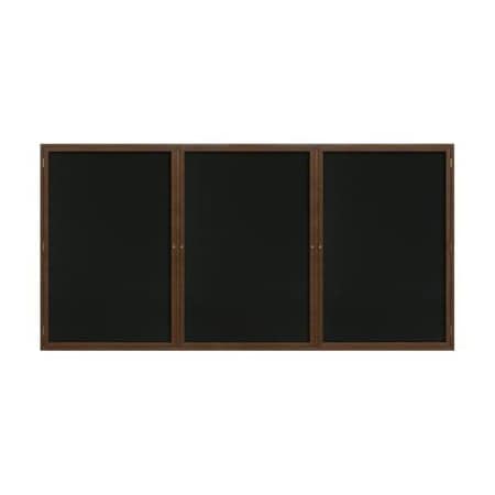 United Visual Products 96"x48" 3-Door Wet/Dry Erase, White Porcelain/Walnut Frame UV857D-WALNUT-WHTPORC